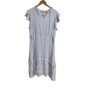 Dolan‎ cronulla textured midi Light Blue Ruffle Sleeve Tiered Dress Size L